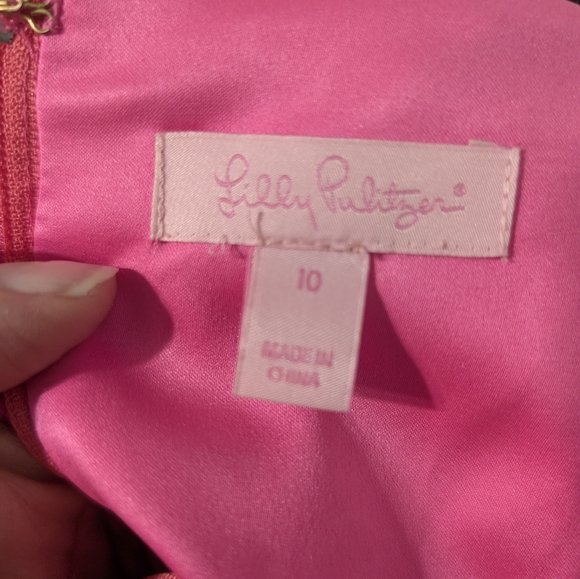 Lilly Pulitzer Payton Pop Of Pink Fit & Flare Strapless Embroidered Dress 10 - Picture 7 of 9